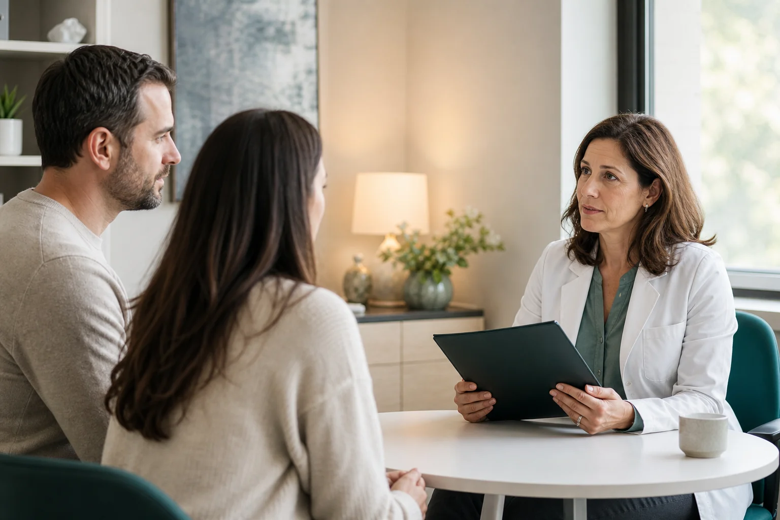 Fertility specialist holding a private consultation with adult patients